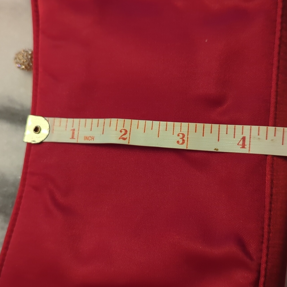Vintage Valerie Stevens red satin Evening Bag With Jeweled Hardware - Picture 11 of 13